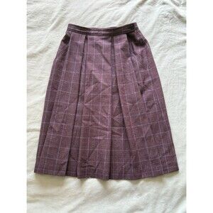 Vintage Plaid Wool Blend Skirt Giraffe Size 6 Preppy MIDI Academia A-line 70’s